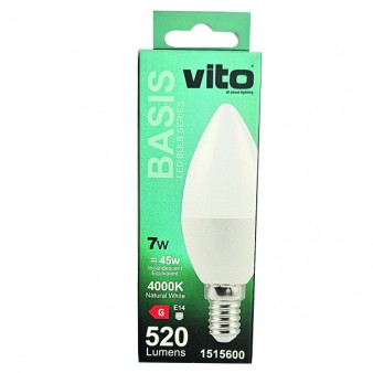 ΛΑΜΠΑ LED BASIS ΚΕΡΙ C37 E14 7W 520Lm 4000K VITO
